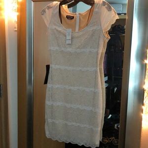 🌟bebe NWT, white fitted cocktail dress